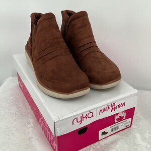 Ryka NIAH 10W Banana Bred Brown Water Repellent Ankle Boots Slip-On Comfort‎ Fit